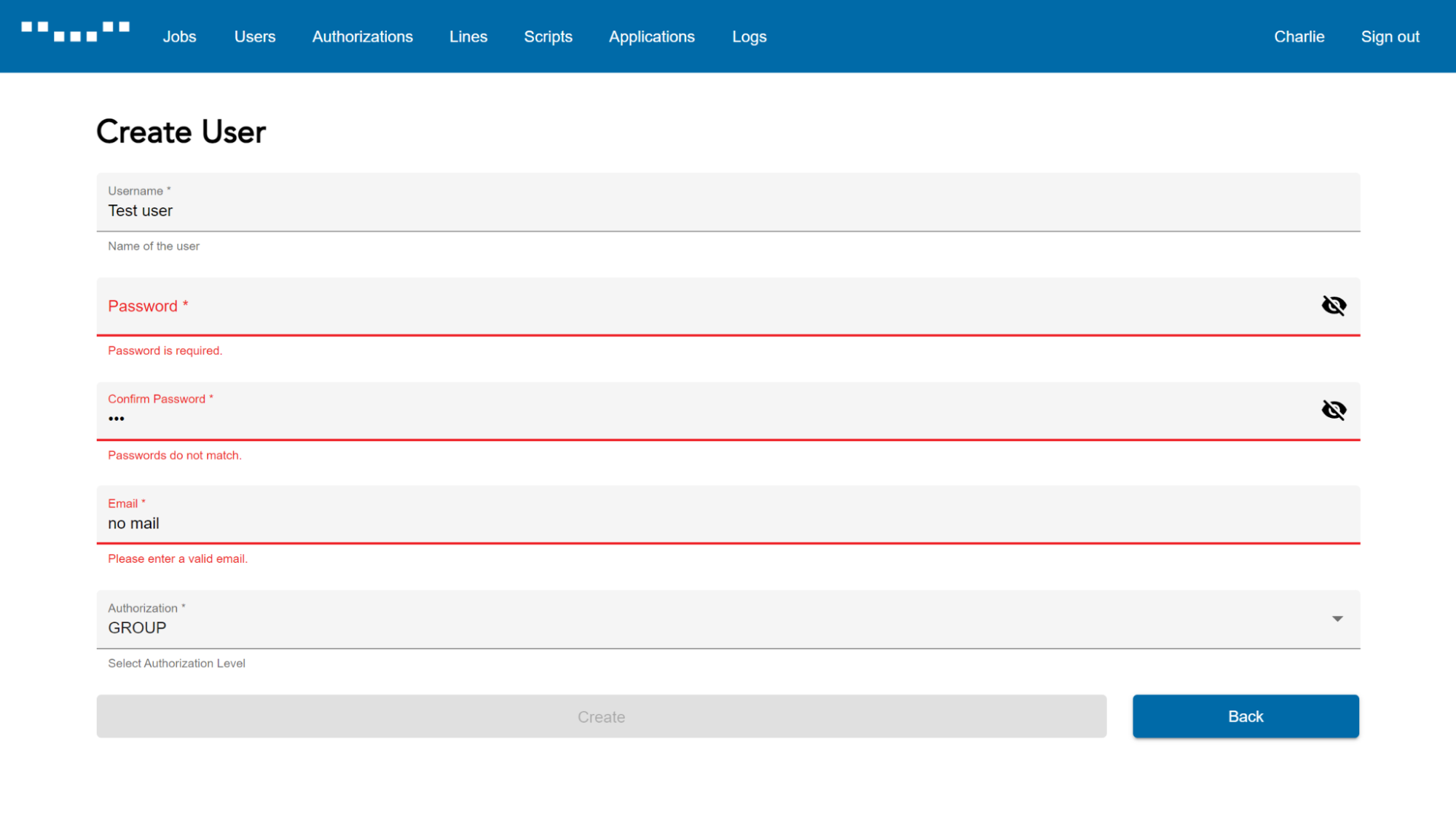 New user form